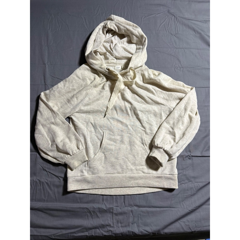 Gap Hoodie Women XS Oatmeal Heathered Raglan Sleeve Kangaroo Pocket Sweatshirt